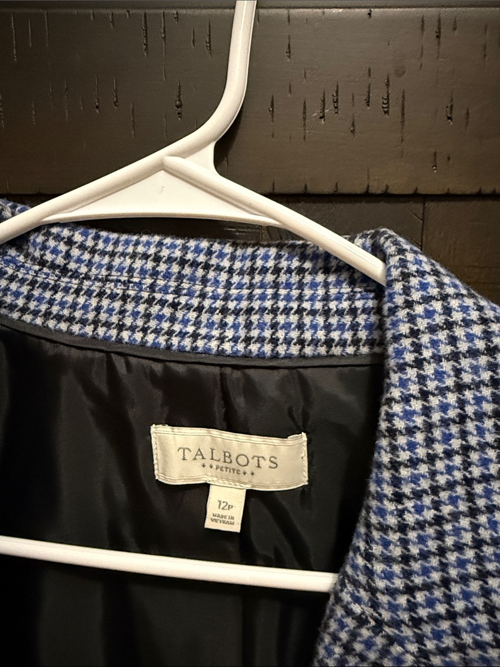 Talbots Blue and White Houndstooth Tailored Blazer - Picture 2 of 2